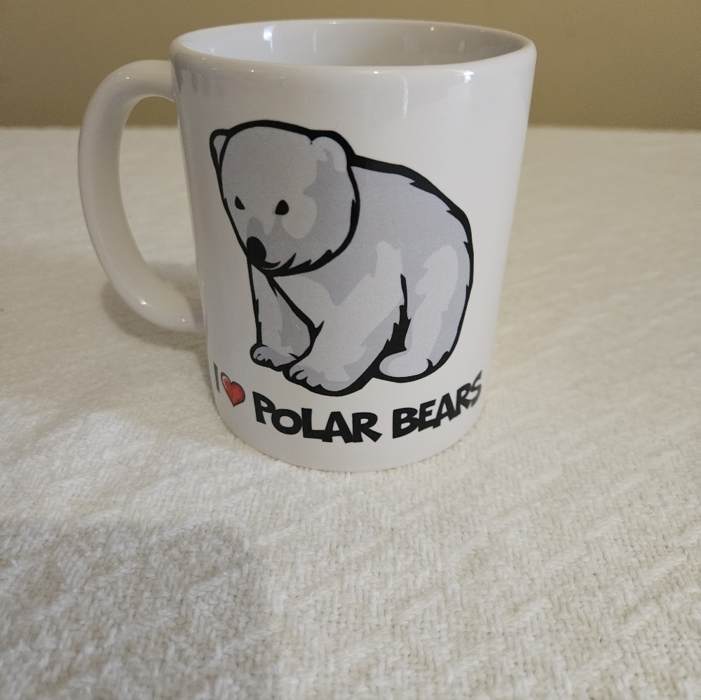 ​I Love Polar Bears Coffee Mug White Ceramic Arctic Animal Gift Kawaii Nature